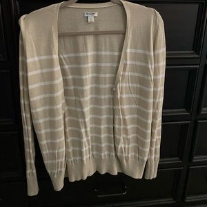 Old Navy Tan/white striped cardigan